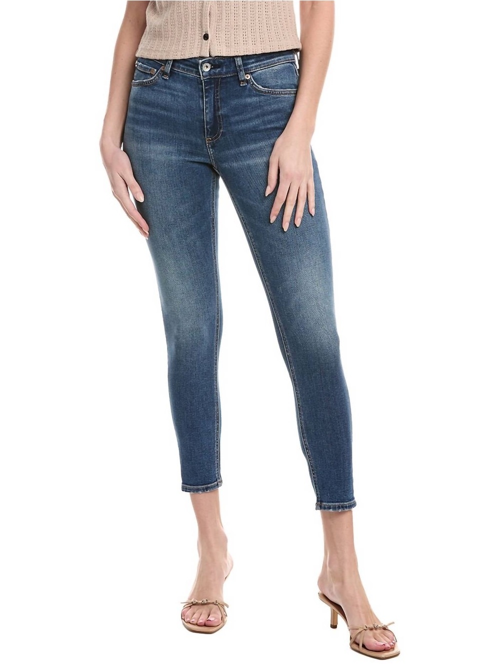 rag & bone Cate Mid-Rise Ankle Jeans — Stevie Light-to-Medium Blue 25 (Size 2)
